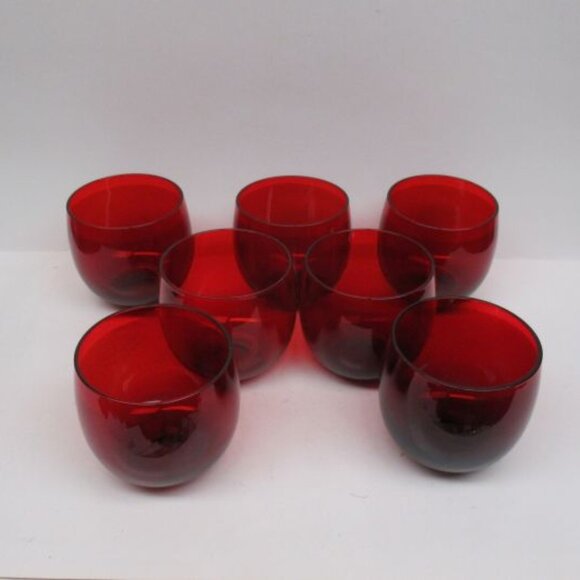 7 - Anchor Hocking Ruby Red ROLY POLY 3 Inch Punch Cups or Tumblers - Picture 3 of 4